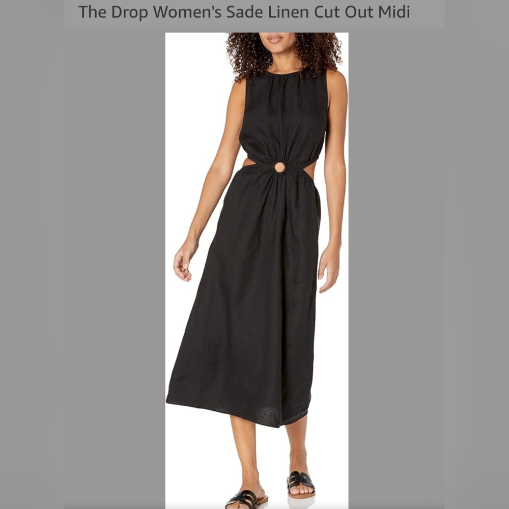 Black Sleeveless Crew Neck Midi Sundress